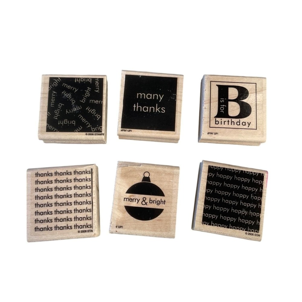Stampin Up RETIRED Stamp‎ Set Rubber Wood Mount Quick Cards